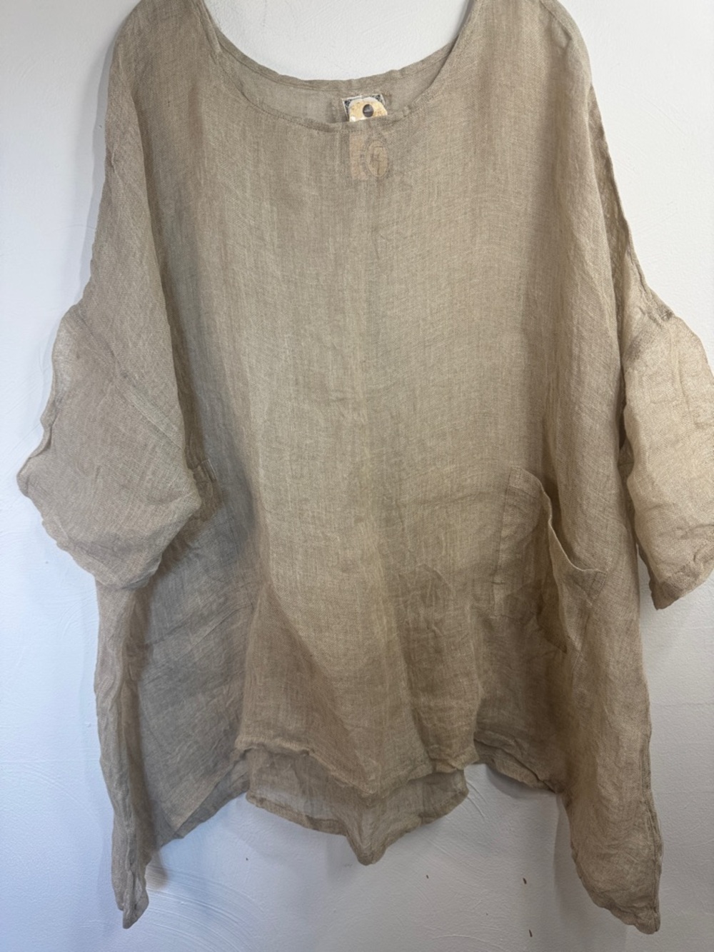 Relaxed Linen Tunic Top in Natural - Women Boho Hippie Minimalist Indie